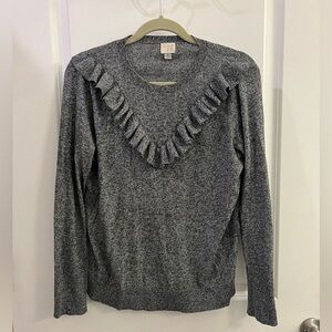Romantic ruffle front light sweater
